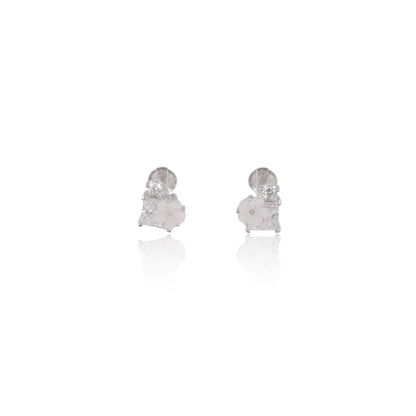 Silver Crystal Petal Earrings
