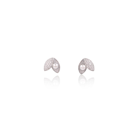Silver Seashell Pearl Earrings