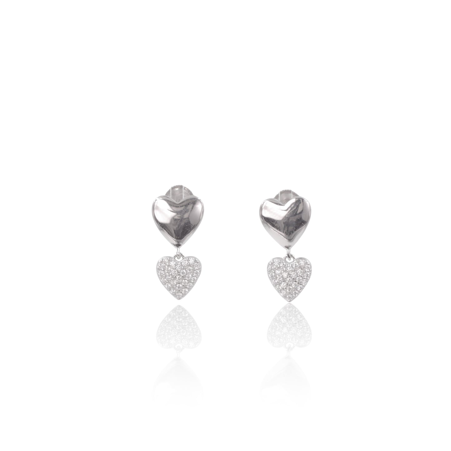 Silver Falling Hearts Earrings