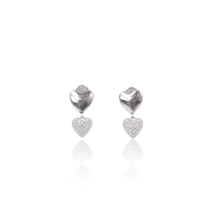 Silver Falling Hearts Earrings
