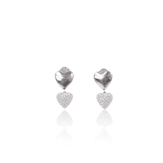 Silver Falling Hearts Earrings