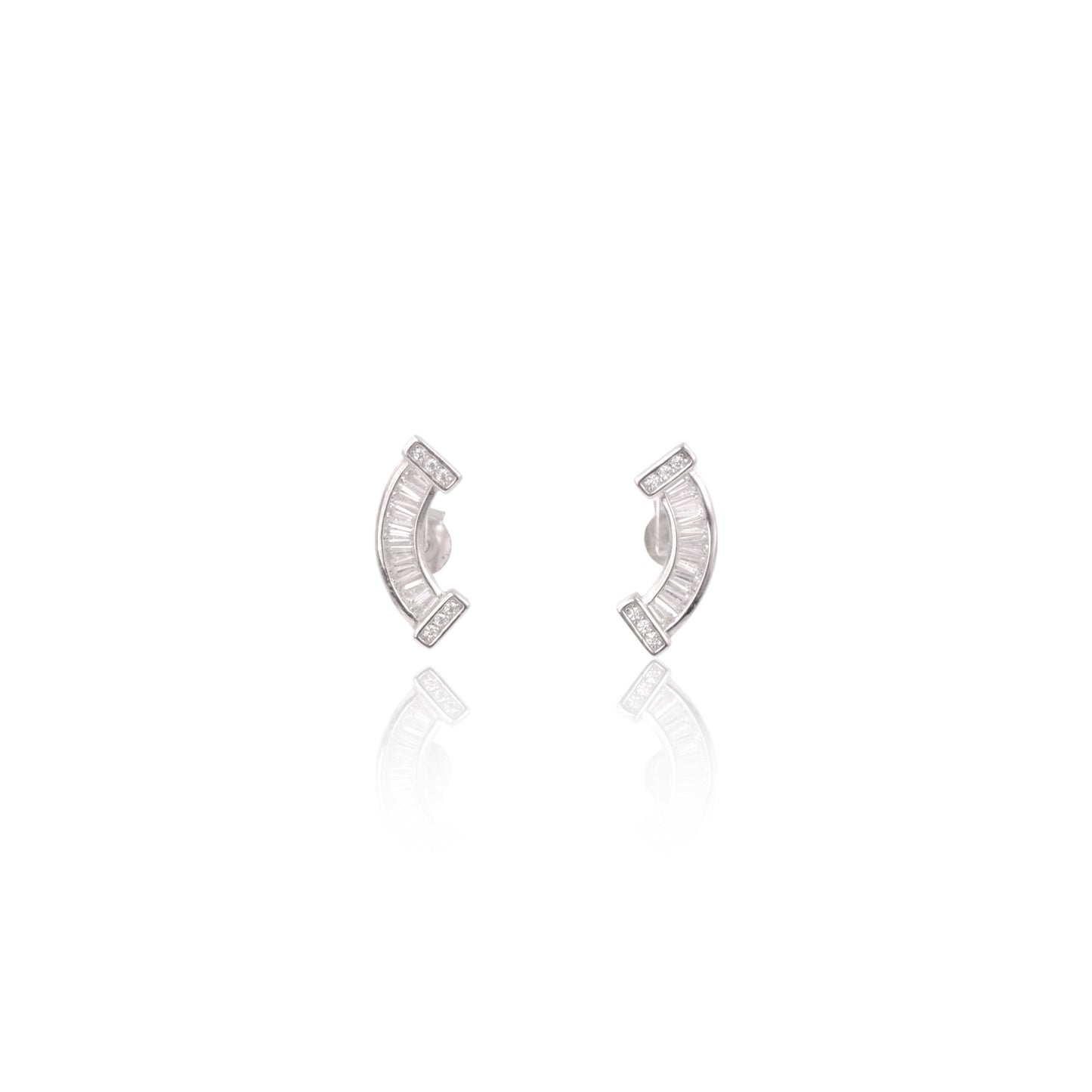 Silver Curve Cuff Earrings
