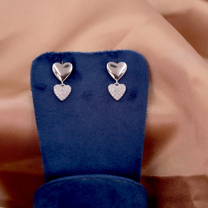 Silver Falling Hearts Earrings