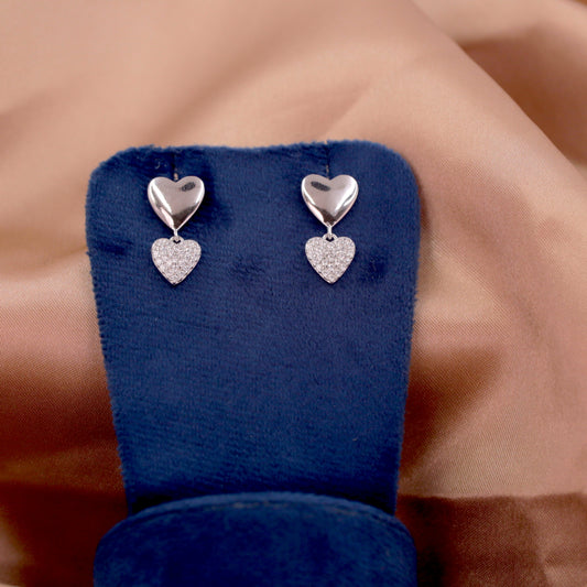 Silver Falling Hearts Earrings