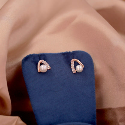 Rose Gold Elara Pearl Earrings