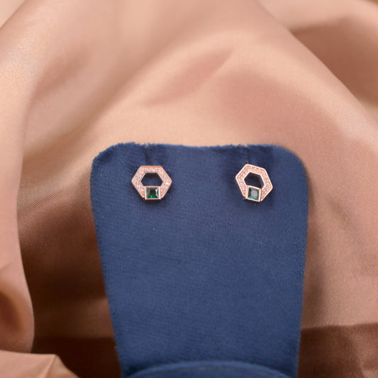 Rose Gold Emerald Point Earrings