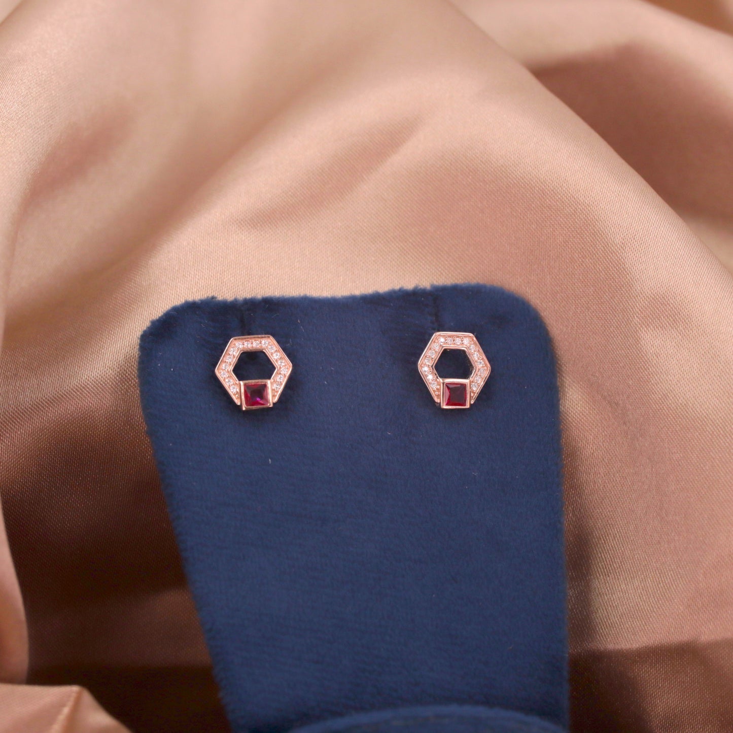 Rose Gold Ruby Point Earrings