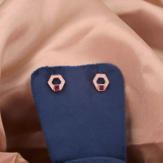 Rose Gold Ruby Point Earrings