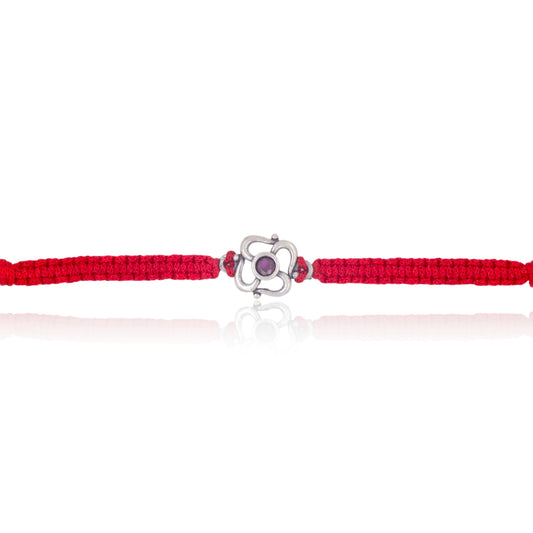 Enchanting Ruby Silver Rakhi