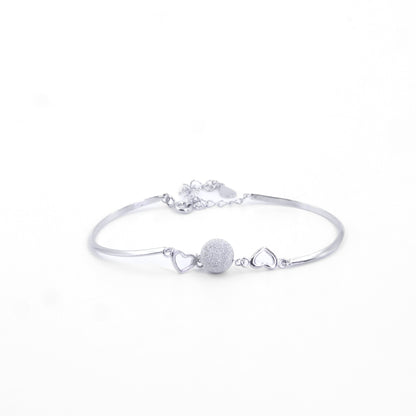 Silver Rhodium Ball Heart Bracelet