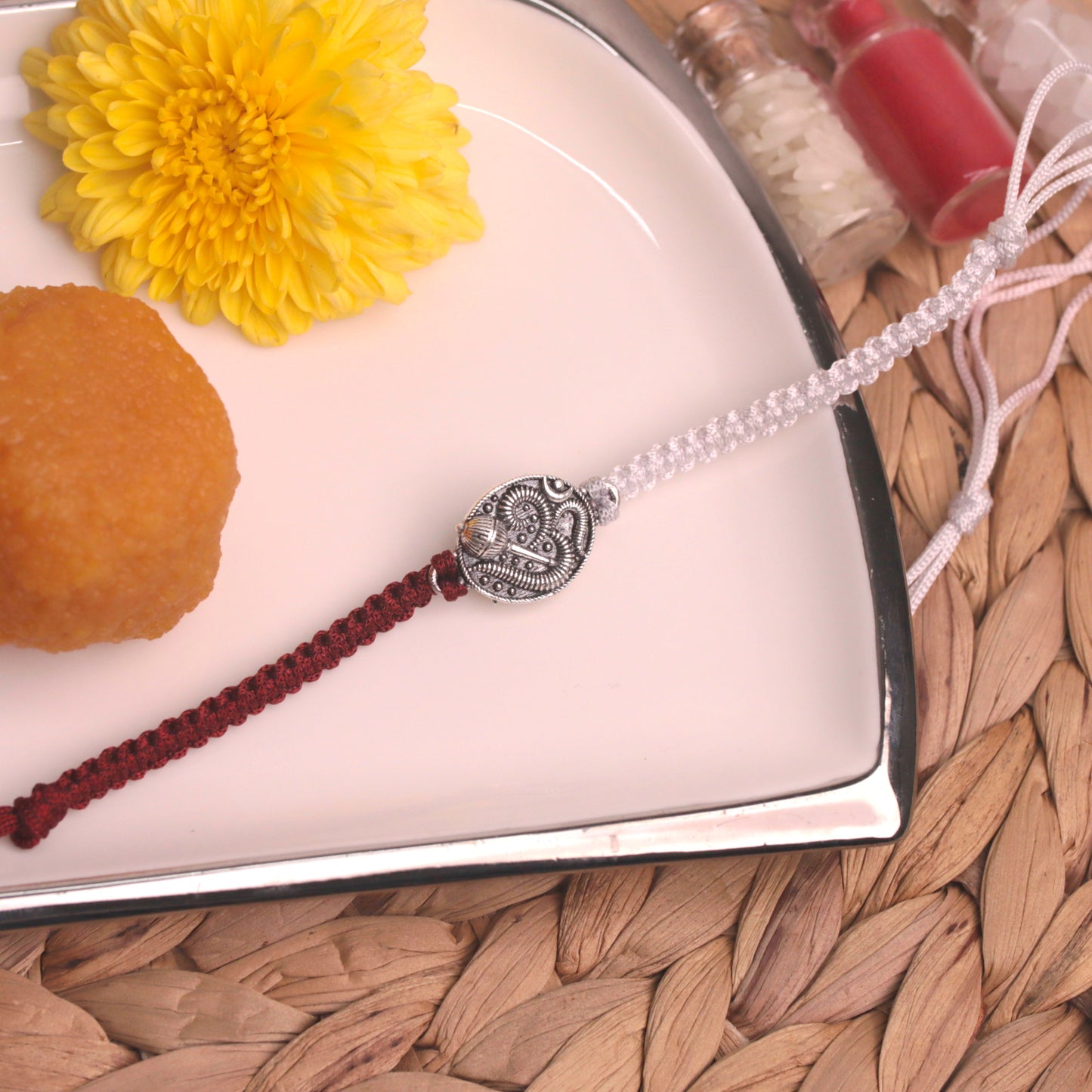 Om Balraksha Silver Rakhi
