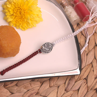 Om Balraksha Silver Rakhi