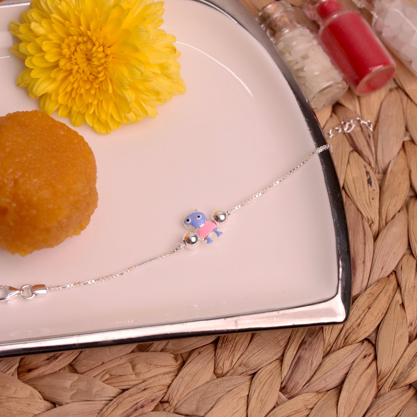 Dino Kids Silver Rakhi