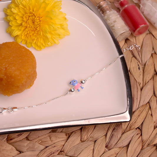 Dino Kids Silver Rakhi