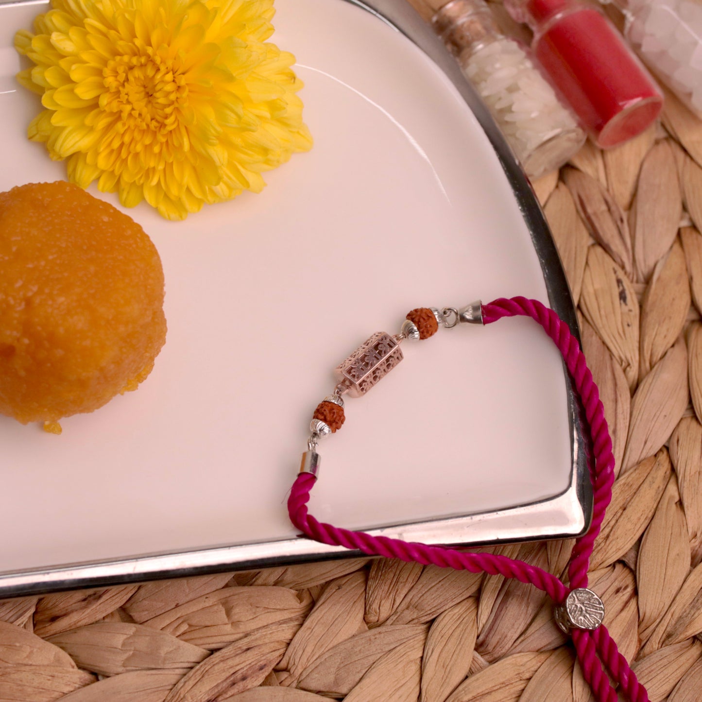 Rudraksh Shree Silver Rakhi