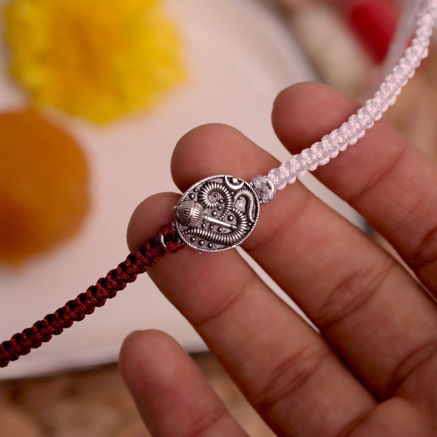 Om Balraksha Silver Rakhi