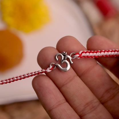 Braided OM Silver Rakhi