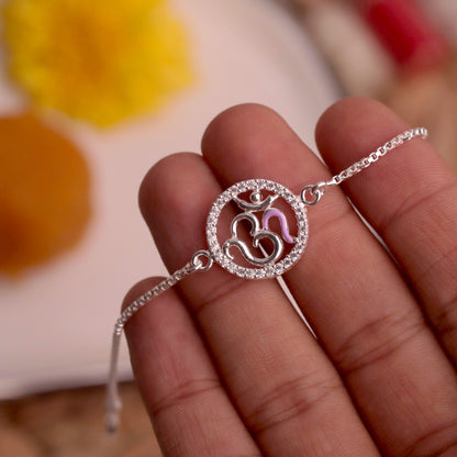 Om Ratna Pure Silver Rakhi