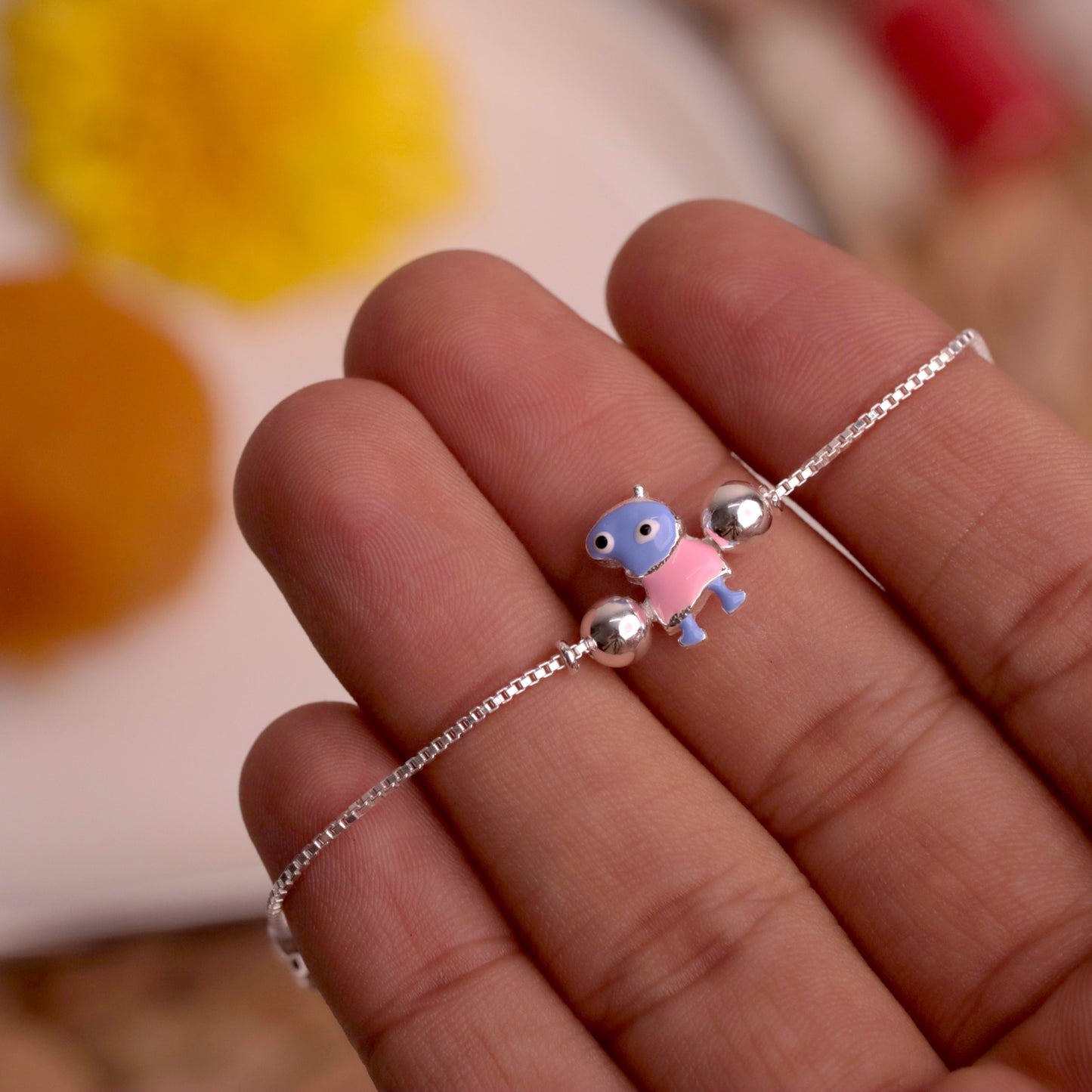 Dino Kids Silver Rakhi