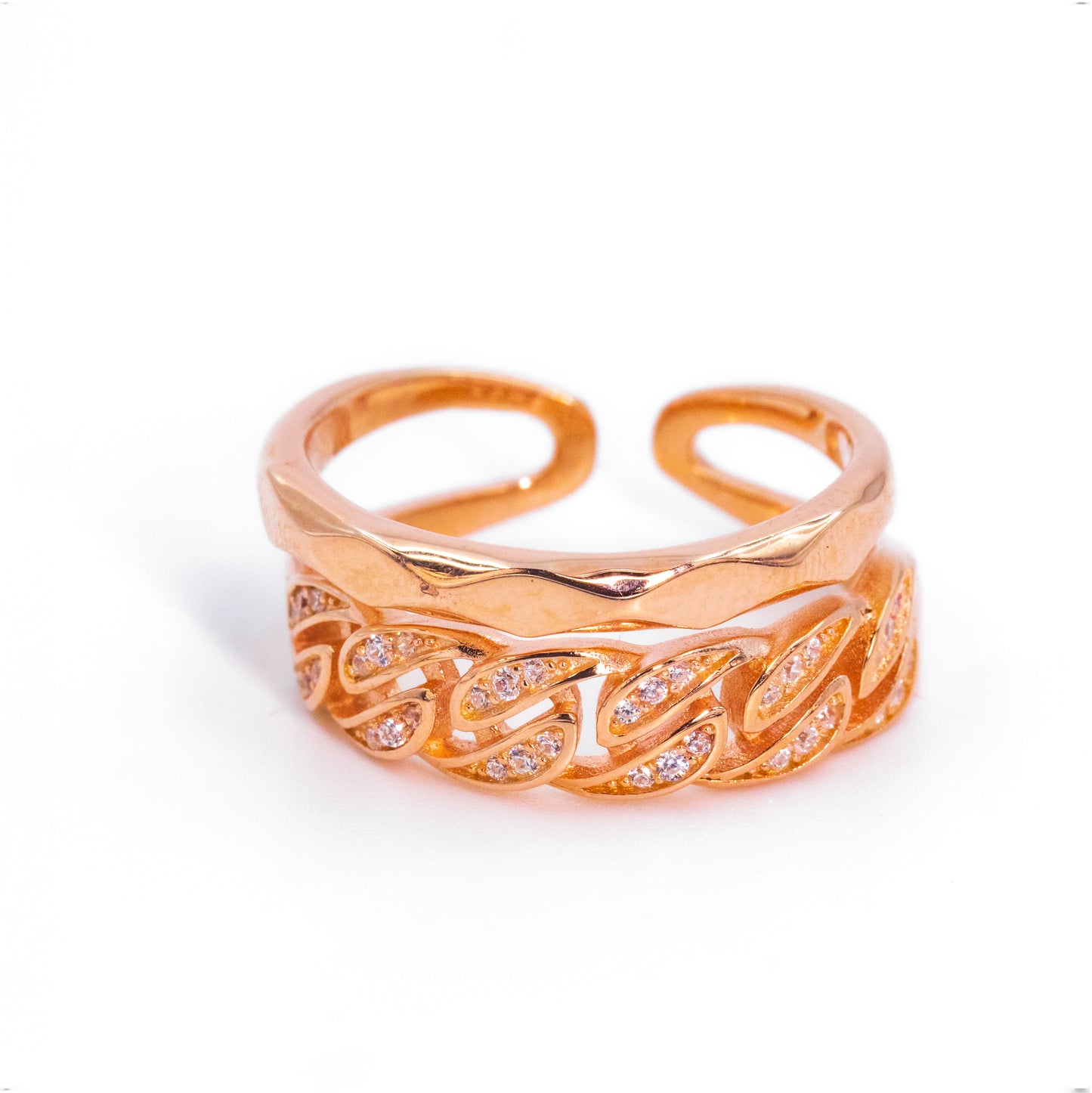 Rose Gold Enchant Loom Cuff/Kada with Ring Set