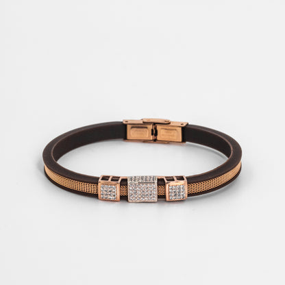 Silver Brown Silicon Cuff/Kada