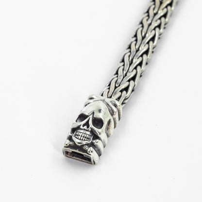 Silver Vintage Skull Face Cord Bracelet