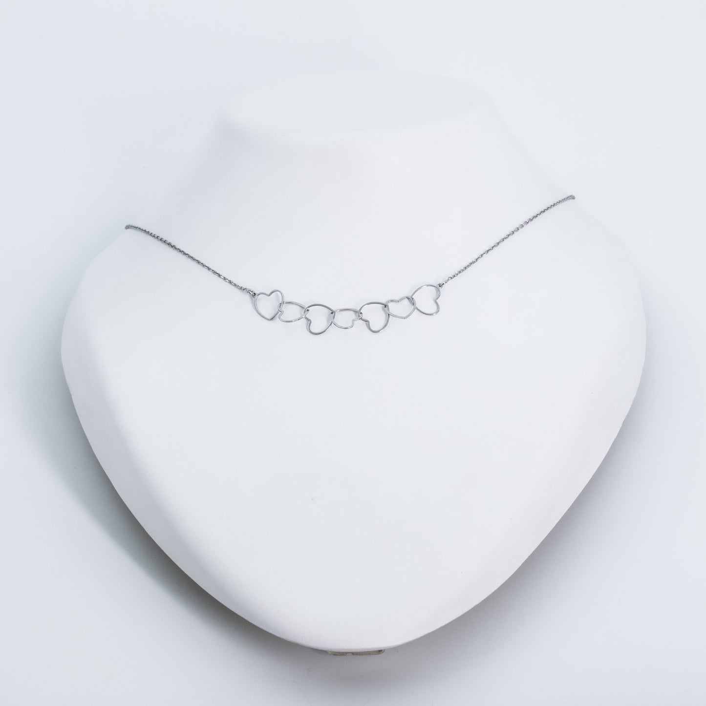 Silver Heart Link Chain Pendant Set