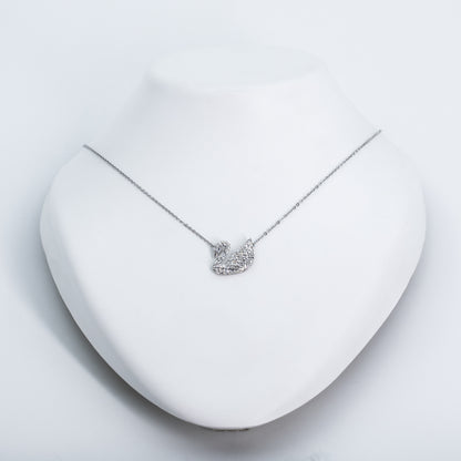 Silver Zircon Swan Chain Pendant