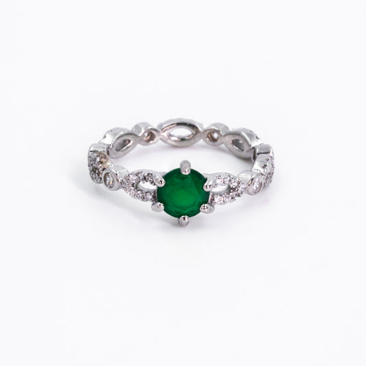 Silver Emerald Green Elegance Ring