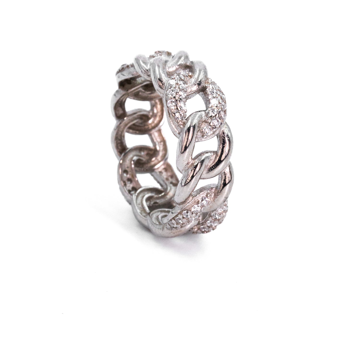 Silver Linked White Stone Ring