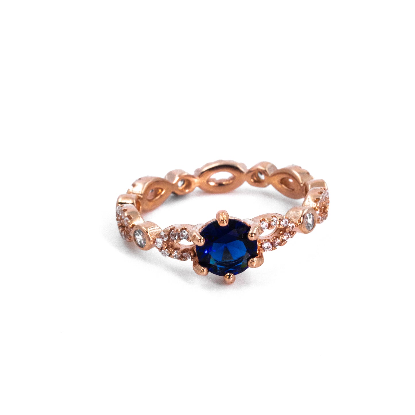 Rose Gold With Blue Solitaire Ring
