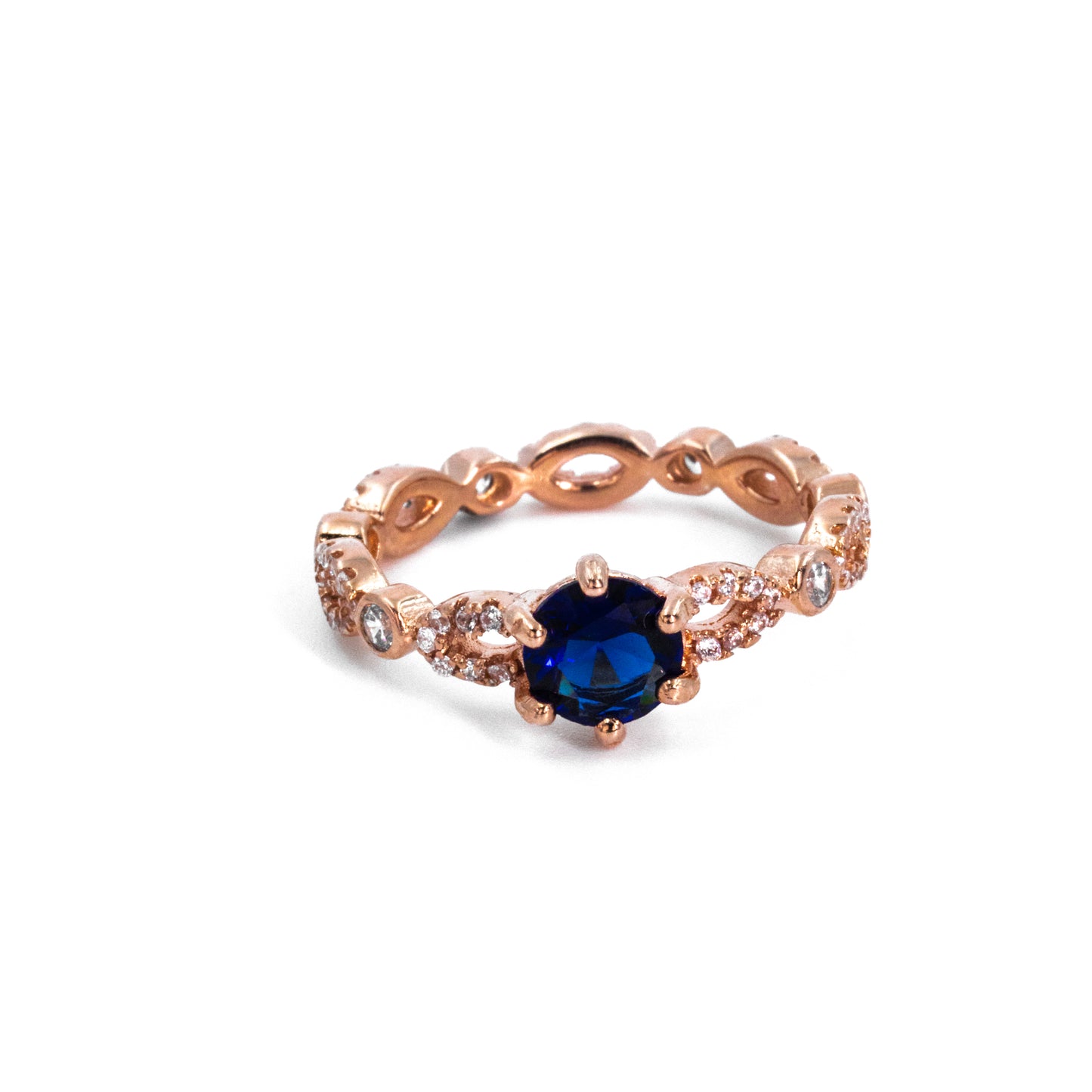 Rose Gold With Blue Solitaire Ring