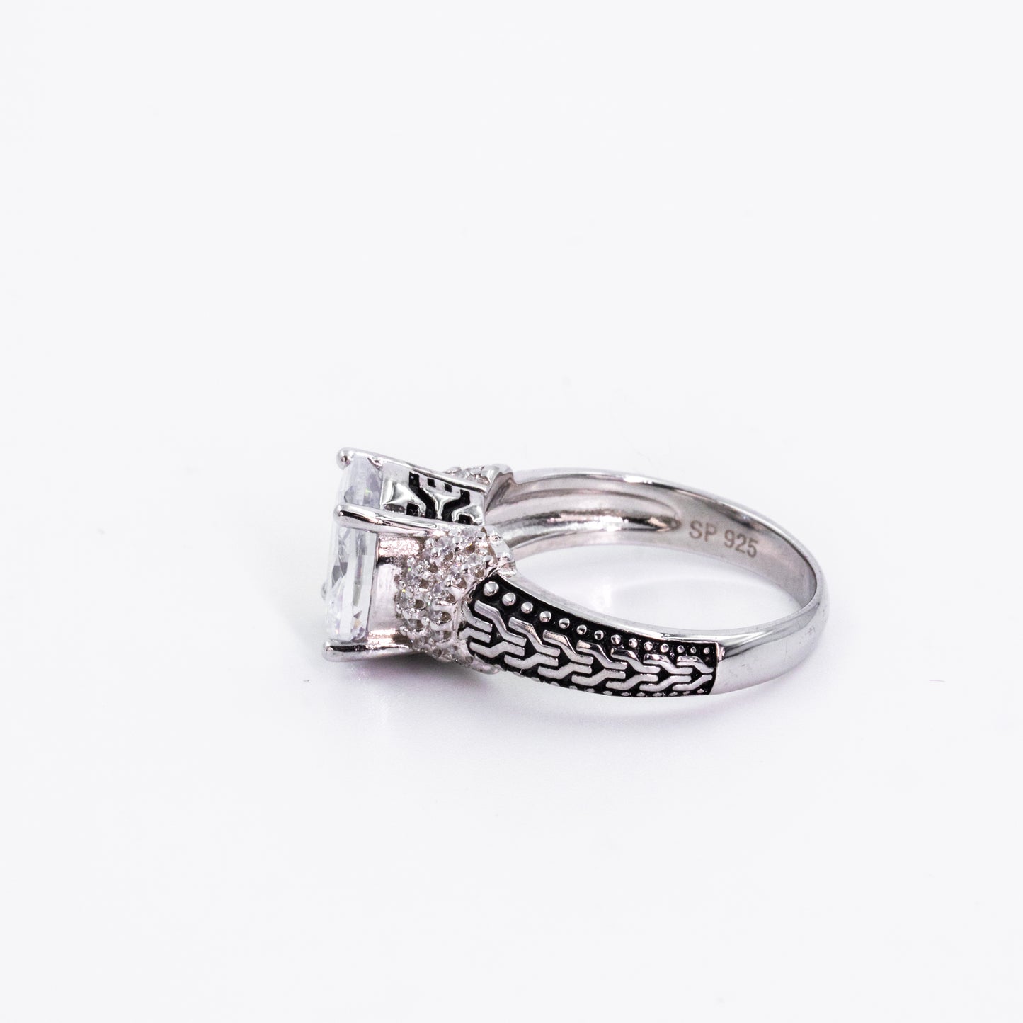Silver Solitaire Serenity Ring