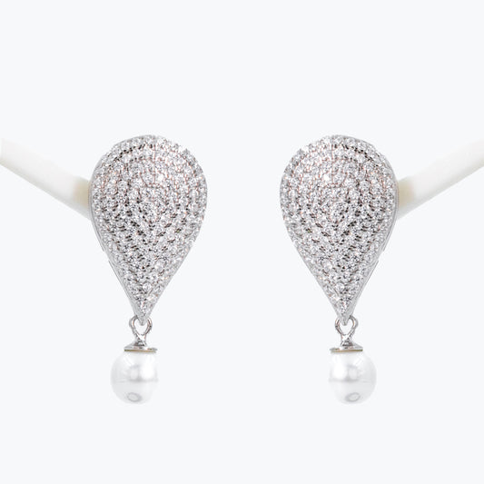 Silver Pearl Drop Embrace Earrings