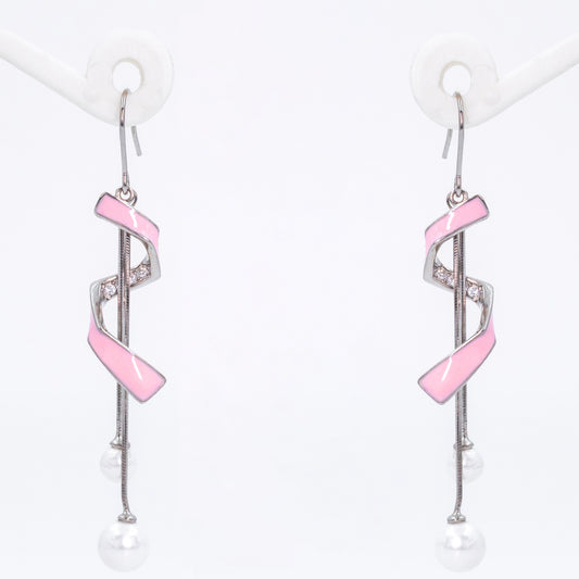 Silver Pink Twisted Elegance Earrings