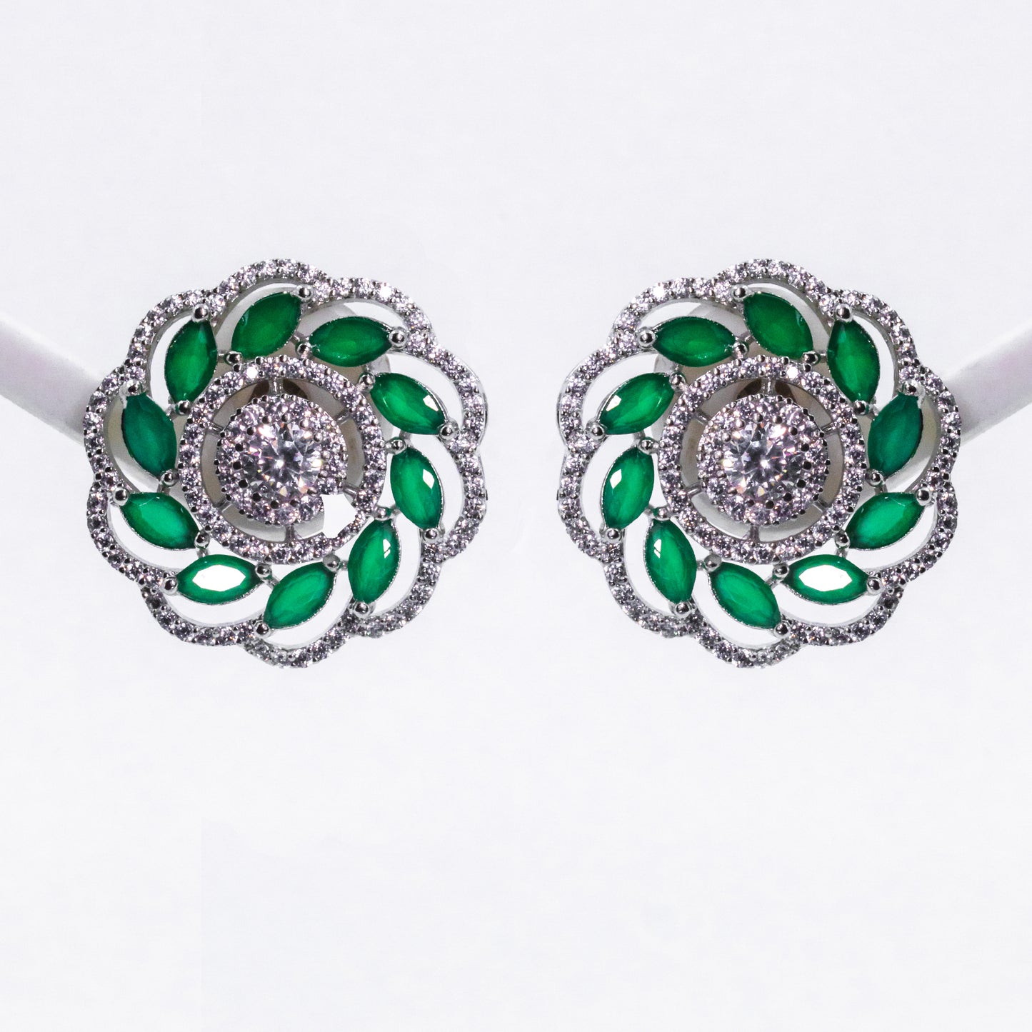 Silver Jade Whirl Earrings