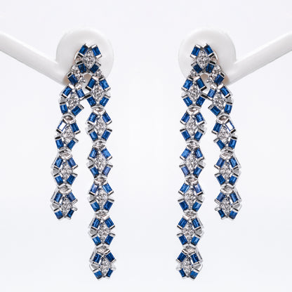 Silver Regal Blue Drape Earrings