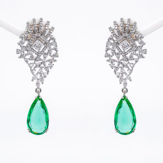 Silver Jade Jewel Earrings
