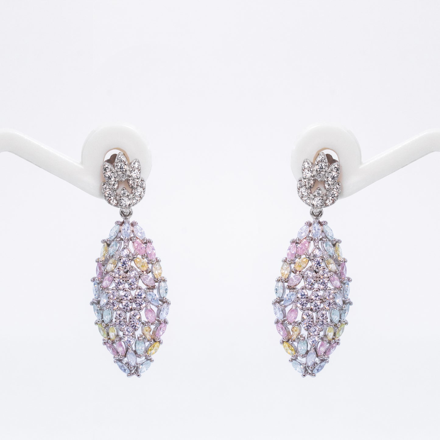Silver Pastel Rainbow Gems Earrings