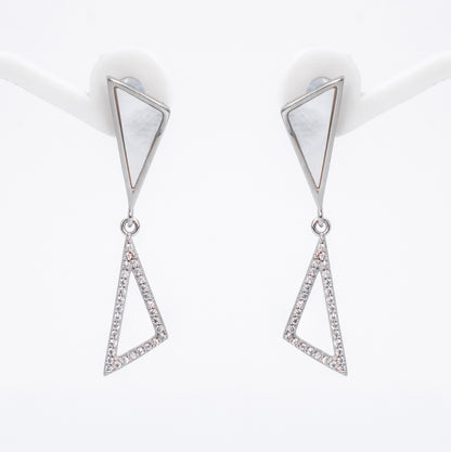 Silver Twin Triangle Treasure Earrings