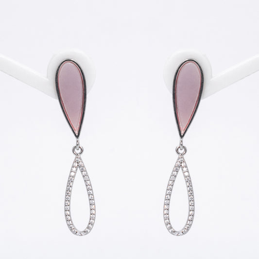 Silver Blush Pink Drop Delight Earrings