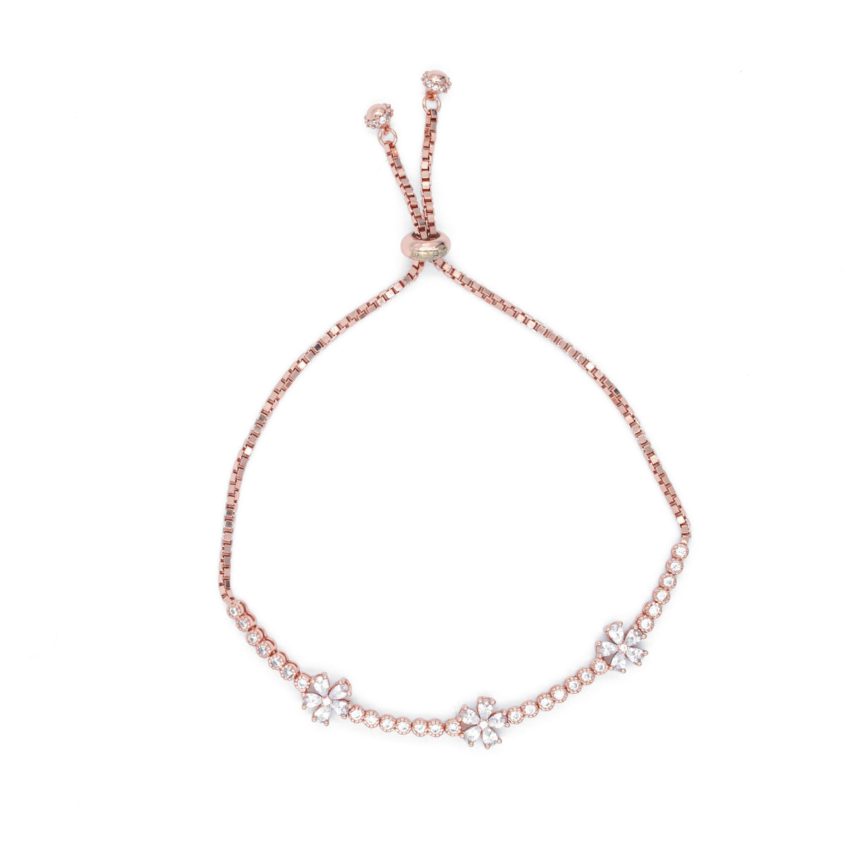 Rose Gold Petal Charm Flower Bracelet
