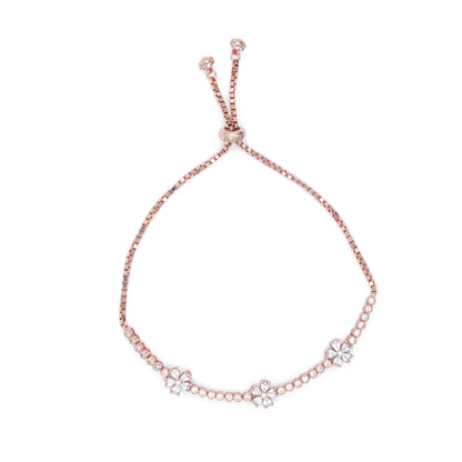 Rose Gold Petal Charm Flower Bracelet