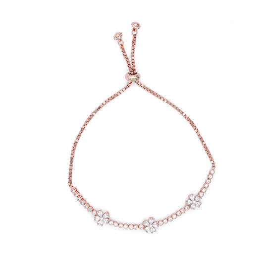 Rose Gold Petal Charm Flower Bracelet
