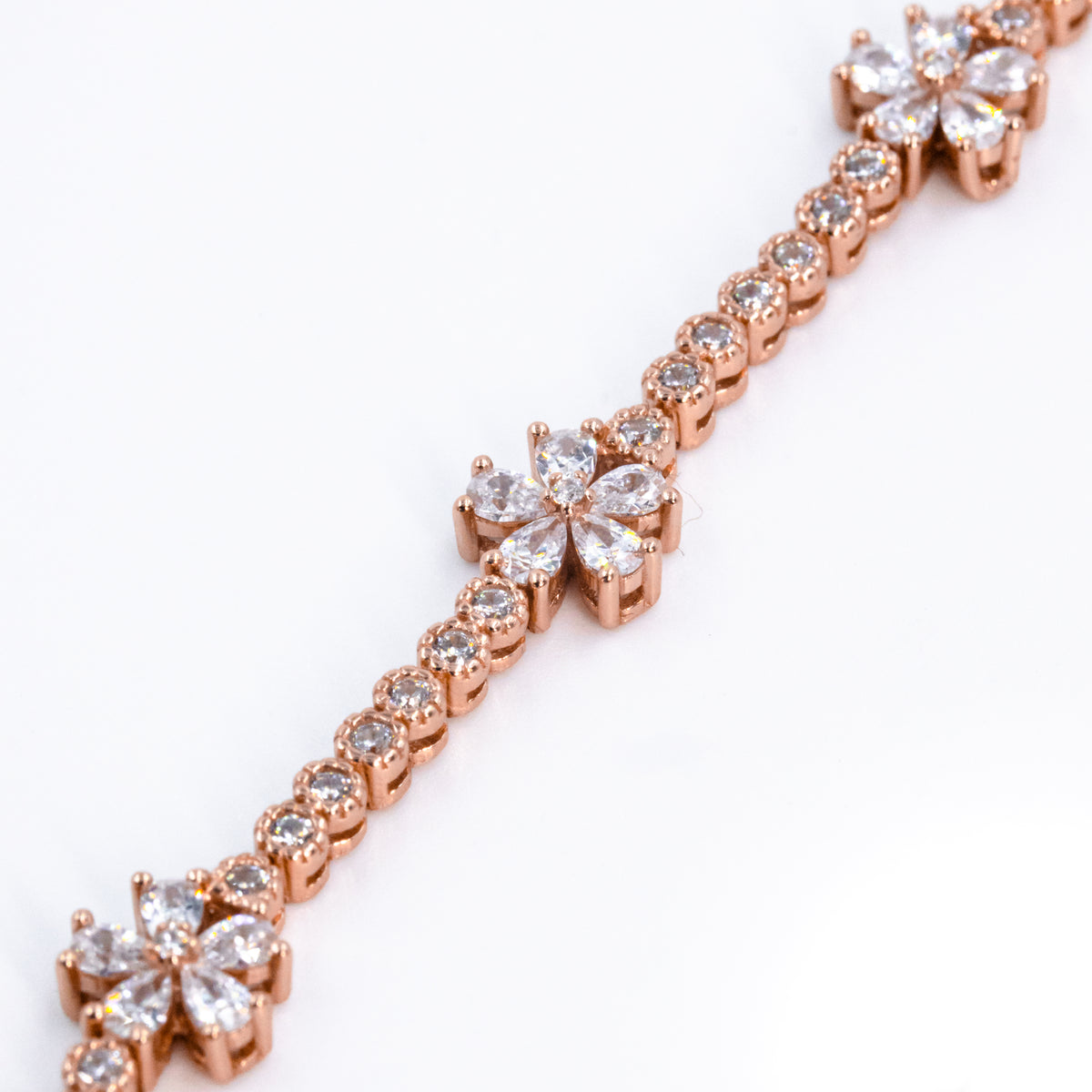 Rose Gold Petal Charm Flower Bracelet