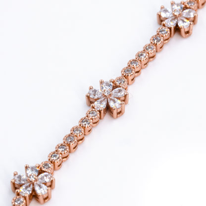 Rose Gold Petal Charm Flower Bracelet
