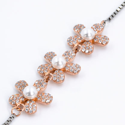 Two Tone Pearl Flower Bracelet