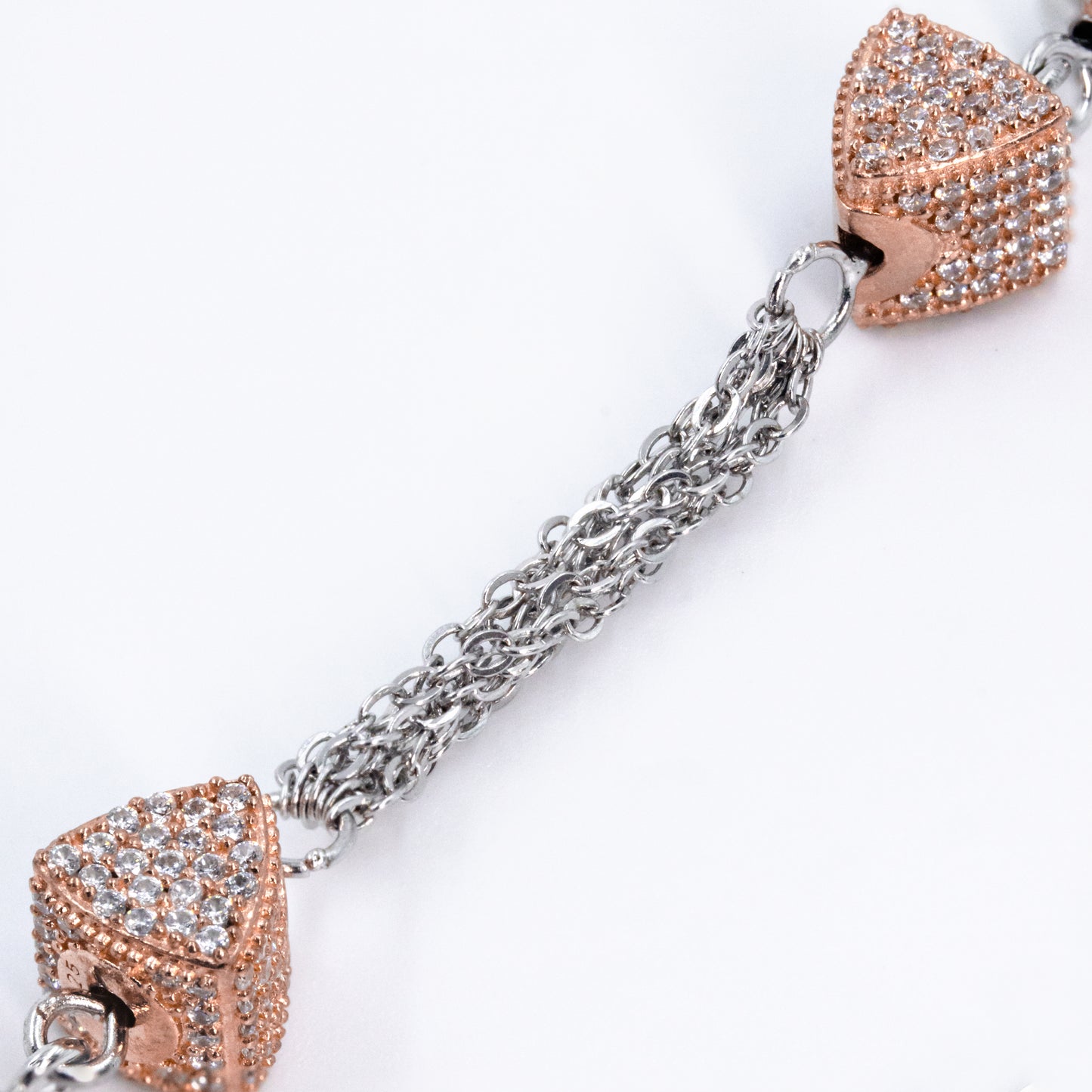 Two Tone Crystal Charm Bracelet
