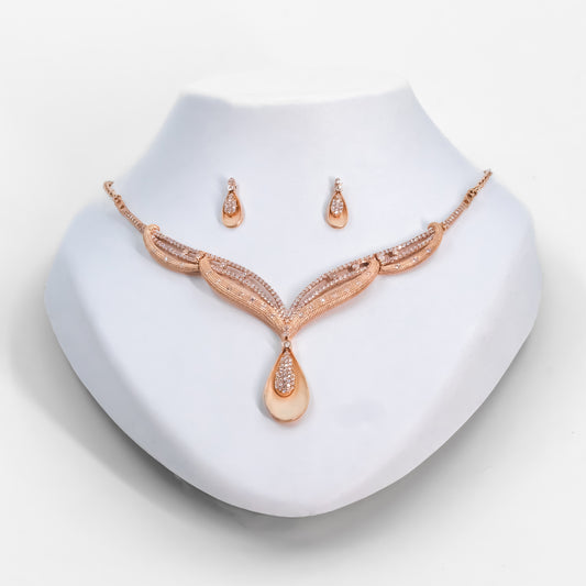 Rose Gold Regal Drop Necklace Set