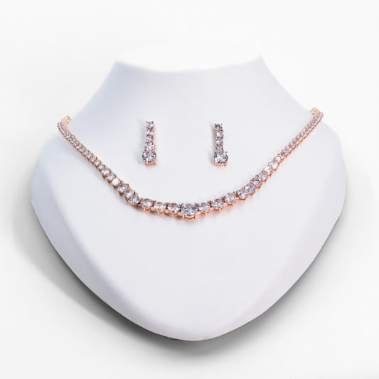 Rose Gold Minimalist Solitaire Necklace Set